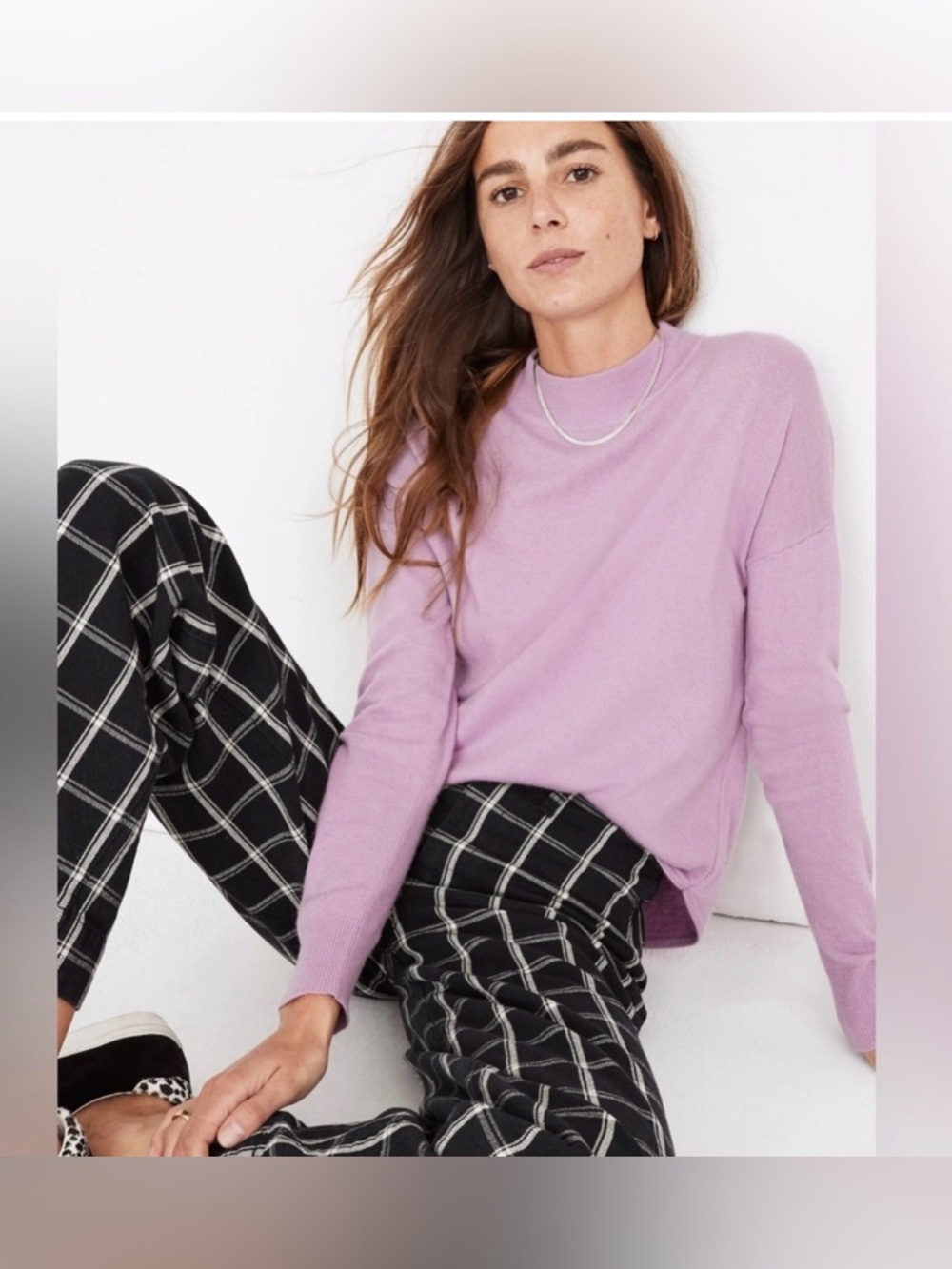 Madewell Ashbury Mockneck Sweater Small Purple Merino Wool Blend Lightweight